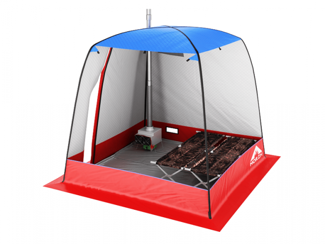 Мобильная баня-палатка МОРЖ c 2-мя окнами сине-красный в Самаре