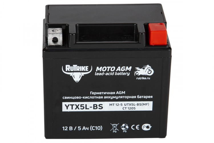 Аккумулятор стартерный для мототехники Rutrike YTX5L-BS (12V/5Ah) в Самаре