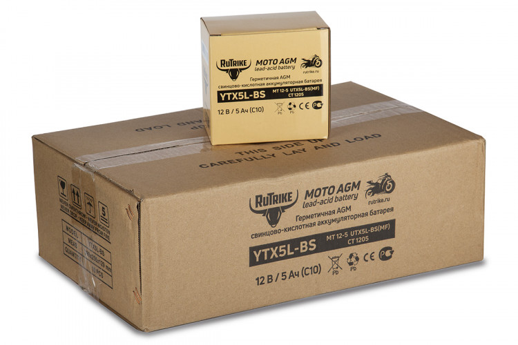 Аккумулятор стартерный для мототехники Rutrike YTX5L-BS (12V/5Ah) в Самаре