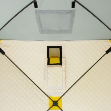 Палатка для рыбалки Helios утепл.Куб 1,5х1,5 желтый/серый в Самаре