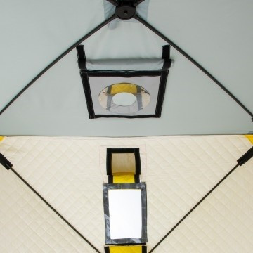 Палатка для рыбалки Helios утепл.Куб 1,5х1,5 желтый/серый в Самаре