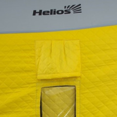 Палатка для рыбалки Helios утепл. Куб 1,8х1,8 желтый/серый