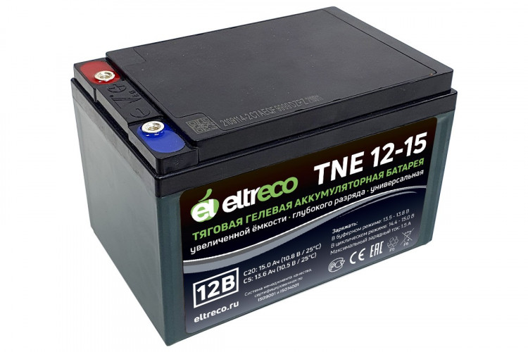 Тяговый аккумулятор Eltreco TNE12-15 (12V12A/H C3) болт в Самаре