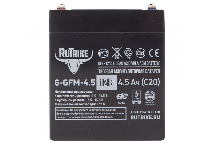 Тяговый гелевый аккумулятор RuTrike 6-GFM-4.5 (12V4.5A/H C20) в Самаре