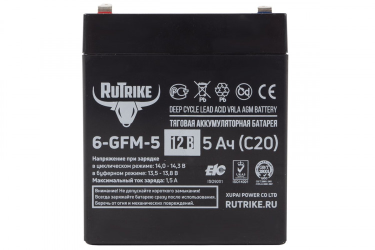 Тяговый гелевый аккумулятор RuTrike 6-GFM-5 (12V5A/H C20) в Самаре