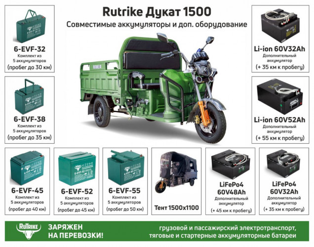 Грузовой электрический трицикл RuTrike Дукат 1500 в Самаре