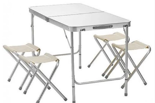 Набор стол раскладной водостойкий 120х60 и 4 табурета в Самаре